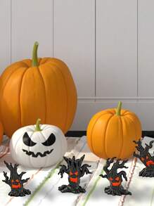 Tree Stump Ghost Figurines Garden Miniatures, Mini Spooky Halloween Resin Ghost Statue Ornament For Porch Patio Backyard Yard Home Shelf Decor Accent Halloween DIY Accessories Tree Ghost Pumpkin Tree Decorative Resin Accessories Fall Decor Autumn Decor Home Decor Halloween Decor Room Decor