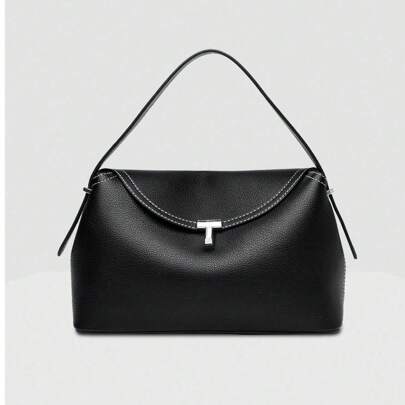 1 pezzo Borsa a forma di cuscino con chiusura a T, centinaia di borse a tracolla da pendolare, borsa a spalla da donna, borsa tote con patta di colore