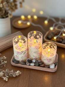 1/3 Peças Luzes de Vela Sem Chama de Rosa, Luzes de Vela LED Realistas (Diâmetro: 3 Polegadas X Altura: 4/5/6 Polegadas), Velas Operadas a Bateria com Temporizador e Controle Remoto, Adequadas para Casa, Decoração de Festa de Feriado, Dia das Mães, Natal, Halloween, Luzes de Vela Realistas, Feriado, Dia dos Namorados, Presente, Velas LED, Luzes de Vela Falsas, Decoração de Mesa, Decoração de Casamento