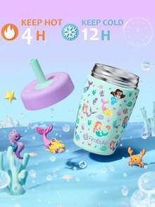 Kids & Toddler Cups Spill Proof, 12 OZ Insulated Sippy Cups For Toddlers Boys Girls, Stainless Steel Kids Water Bottle With Twist Lids & Silicone Straw - khủng long - Xem 4