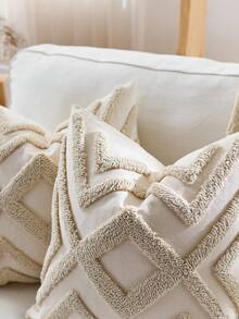 1/2 Vỏ gối trang trí Boho màu be 45X45cm, Vỏ gối trang trí dệt tua rua có tua rua Bohemian cho ghế sofa, xe hơi, phòng ngủ, phòng khách, trang trí mùa thu, trang trí mùa thu, trang trí phòng - trắng - Xem 2