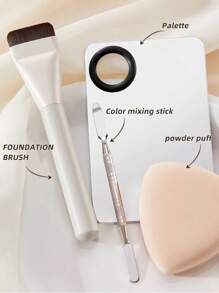 2pcs Ultra-Thin Foundation Brushes, Lightweight Face Contour Brush, Flat Face Mask Brush, Mixed Foundation Cream Makeup Brushes, Silver Foundation Brush, Makeup Brushes For Liquid Foundation, Ultra-Thin Foundation Brush, Face Contour Brush, Flat Contour Brush, Mixed Cream Brush For Makeup