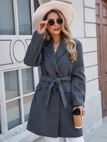 Damen Herbst/Winter Neue einfarbige imitierte geknöpfte verknotete Taschen Dicker Lässig Reise Urlaub Herbst/Winter Oberbekleidung