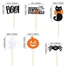 12 Peças de Palitos Decorativos para Cupcakes com Tema de Halloween, Mão de Zumbi, Múmia, Gato, Lua, Fantasma, Corvo para Decorações de Festa de Aniversário