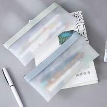 1pc Translucent Matte Pencil Case, Minimalist Zipper Stationery Pouch, Stationery Storage Bag,For School Supplies,Back To School - Multicolor - View 10