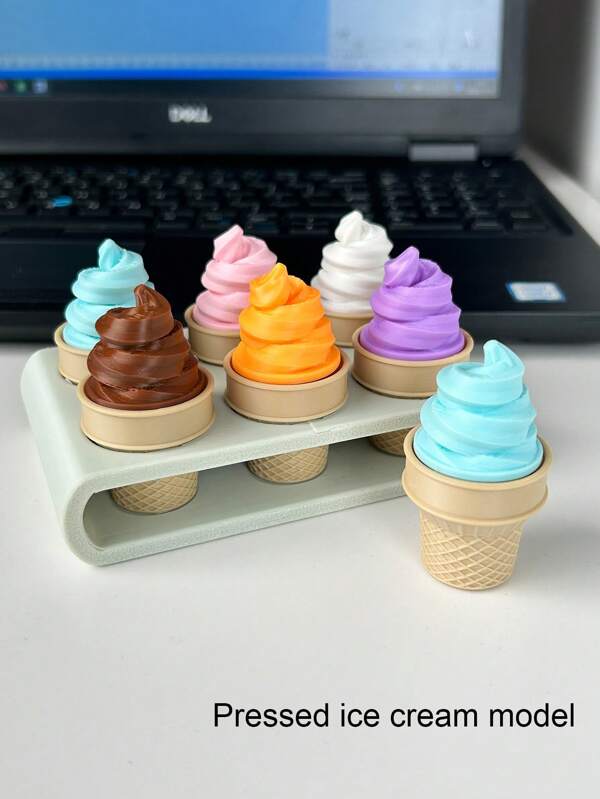 Regalo del Día de San Valentín, Modelo de helado realista, Juguete antiestrés de escritorio, Clic de interruptor de teclado mecánico para alivio del estrés, Sonido de tecleo de teclado, Modelo de cono decorativo, Juguete antiestrés de merienda de oficina, Botón de ocio de escritorio de oficina, Decoración de escritorio navideña