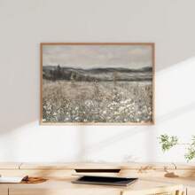 1 Pc Canvas Painting,Painting, Frame, Landscape, Meadow, Flowers, Mountains, Desk, Laptop, Plant,Wood Framed Painting (1) Thickness 2.5 Cm/ 1 Inch-Home Decoration For All Occasions,Ideal New Year, Valentine's Day,Thanksgiving,Easter,Christmas Gift,Room Decoration Aesthetic,Wall Decoration Art,Perfect Gift,Autumn And Winter Wall Decoration,Living Room Decoration, Bedroom Decoration, Kitchen Decoration, Entry Decoration, Bathroom Decoration, Direct Wall Painting, High Quality Wall Painting Poster,Modern Home Decoration Stretched And Framed Ready To Hang