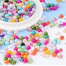100Pcs 8mm 200Pcs 6mm Acrylic Colored Imitation Pearl Round Loose Beads DIY Bracelet Necklace Accessories Handmade Beaded Material - Nhiều màu - Xem 5