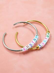 Custom Bracelets With Name,Personalized Bracelets For Women,Men Bracelet,Customized Couples Bracelets,Customizable Stainless Steel Bracelet,Gold,Silver,Birthday Gifts,Wedding Gifts,Valentine's Day Gifts,Daily Wear,Acrylic Text,Anniversary,Leisure,Fashion,Bridesmaids,Besties,Sisters,Proms,Parties