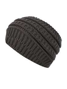 Damen Herbst/Winter Polyester Lässig einfarbige Strick Pferdeschwanz Beanie Mütze, einfach und modisch