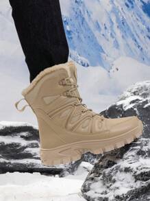 Botas de Trabalho de Inverno Masculinas, Botas de Neve de Deserto Respiráveis e Duráveis para Caminhada ao Ar Livre, Botas de Neve de Cano Alto Unissex Tamanho 36-46 com Isolamento Extra