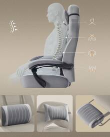 Chaise de Jeu, Chaise d'Ordinateur, Ergonomique, avec Repose-Pieds, Coussin de Tête Ajustable, Support Lombaire, Capacité de Charge de 150 kg, Ardoise et Gris Tourterelle - Gris foncé - Voir 3