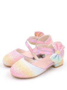 Girls' Leather Shoes, New Fashion Korean Style High Heel Colorful Glitter Princess Shoes