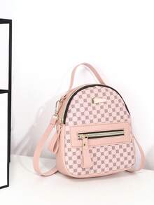 Adjustable Strap Girl's Work Backpack, Zipper Commuter Purse - Pink Shoulder Bag - Pink - View 11