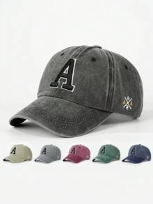 1pc Embroidered Letter A Adjustable Baseball Cap, Outdoor Sun Protection Casual Hat Suitable For Spring Autumn Travel Beach Vacation, Unisex Y2K Style Hat - Baseball Cap - View 19
