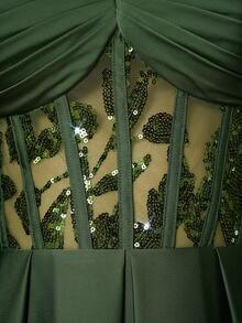 Mgiacy,New Arrival,V-Neck,Elegant,Ball Dress,Ruffle,Sequin,Perspective,Lantern Sleeve,FOR,Prom Wedding,Graduation,Wedding Guest,Party Dress,Wedding Guest Dress, Evening Dress,Green Dress For Women