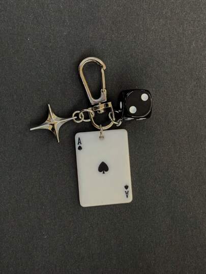 1pc Unisex New Creative Cartoon Dice Keychain Acrylic Playing Card Pendant Fashion Personalized Bag Charm Backpack Decor Keychain For Bag Car Accessories For Women