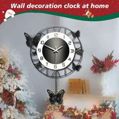 YZOK Nuevo reloj de pared con diseño de mariposa en blanco y negro, decoración del hogar, adecuado para lobby de hotel, dormitorio, casa de huéspedes, granja, estudio, sala de estar, comedor, escuela, oficina y otros espacios