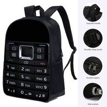 3PCS School Bag, Cell Phone Pattern, Book Bag, 17" Backpack, Lunch Bag, Pen Pouch - Multicolor - View 6