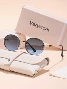 Verywork 1 件椭圆形经典复古优雅 Ins 风格品牌设计女士时尚眼镜，适合驾驶户外休闲活动约会服装时尚配饰，适合夏季海滩度假、户外、旅行 - 彩色 - 查看 5
