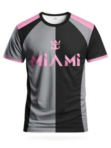 Camiseta de fútbol estilo Miami y top deportivo de cuello redondo cómodo, adecuado para partido de fútbol, entrenamiento, uso casual y vacaciones, gran regalo