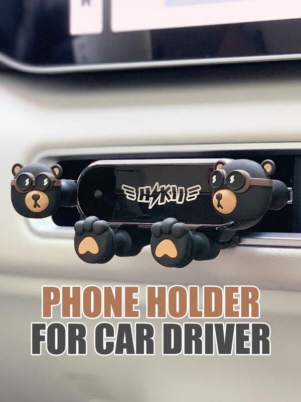Soporte de teléfono para coche con decoración de oso divertido, soporte de navegación para salida de aire acondicionado, accesorios de automóvil