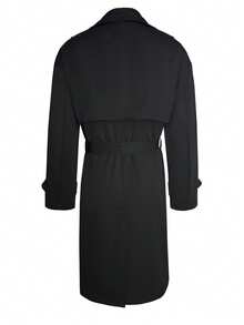 男士长袖黑色风衣，INS 时尚款，适合秋冬季休闲、商务、通勤等场合。 - 黑色 - 查看 6