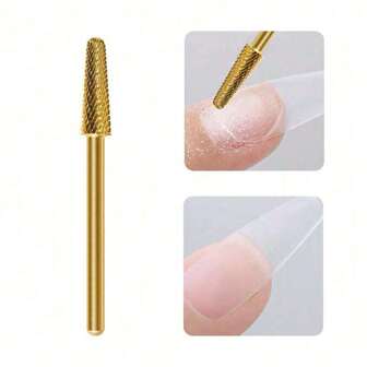 1pc Gold Nail Drill Bit, 3/32" Tungsten Carbide Drill Bit For Electric Nail File Machine, Cuticle Removal Tool,Nail Supplies,Nail Tools,Nail Art Tools,Back To School,Nails,Nail Tools For Press On Nails