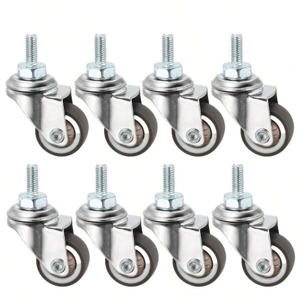 4 قطع / 8 قطع عجلات دوارة عالية الجودة بقطر 1 بوصة مع عمود لولبي ، عجلات دوارة صغيرة M6x15mm لولبية ، ثقيلة الوزن ، انسيابية في الحركة على الأثاث الصغير والطاولات والرفوف وعربات التسوق - عجلات مطاطية برتقالية بنية ، تعزز الأداء والاستخدام طويل الأمد