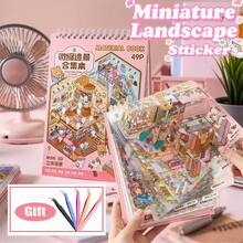 40张/49张迷你小屋DIY场景贴纸书+1个镊子，DIY手工迷你娃娃屋装饰，迷你物件贴纸，装饰性DIY小屋贴纸，风景贴纸，3D迷你小屋微场景贴纸，适合DIY手工制作，成人减压礼物，送给女朋友，办公用品 - 49P+1個鑷子 - 查看 10