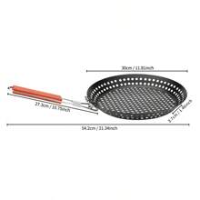 1 Stück Edelstahl Grill Korb - Runde perforierte Grillpfanne mit klappbarem Griff für Outdoor-Grill und Backen