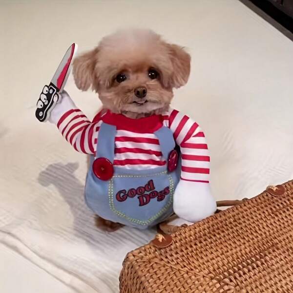 Funny Knife-Wielding Pet Costume – Hilarious Dress-Up Outfit For Cats And Small Dogs, Ideal For Halloween