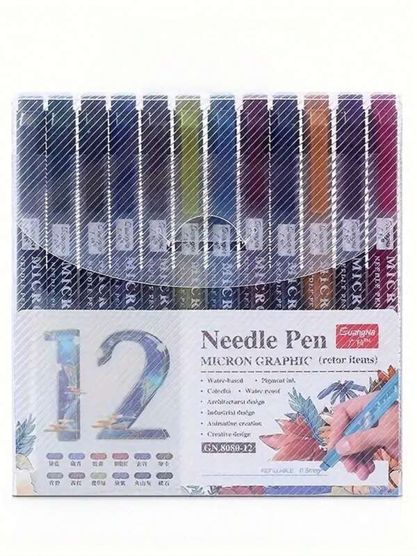 12 piezas Bolígrafo de aguja - Bolígrafo de gel, marcador de línea multicolor, bolígrafo miniatura de colores, punta ultrafina de 0.5 mm, secado rápido, fácil de sostener, adecuado para dibujo, caligrafía, contabilidad manual, pintura, grafiti y colorear - Adecuado para el Día del Maestro, Halloween, Navidad y otros regalos festivos, para útiles escolares, de vuelta a clases