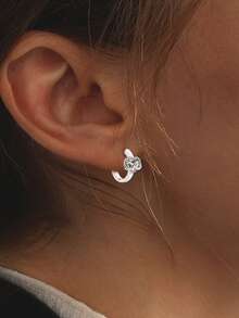 1 par de aretes de mujer hipoalergénicos con circonita cúbica, forma de infinito y corazón, aretes elegantes adecuados para uso diario, regalo de cumpleaños