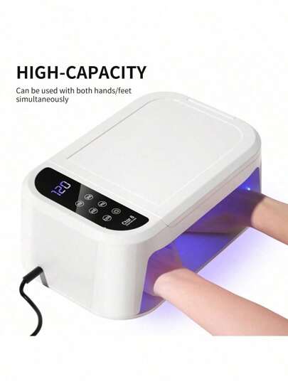 XEIJAYI [US Plug]1pc LED Hand Pillow Light Therapy Lamp UV Glue Dryer, Fast Nail Dryer Nail Polish Curing UV Lamp With 5 Timers For Finger Nails, Toe Nails Salon (White)