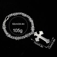 1pc Popular Punk Acrylic Thorn Chain Resin Extra Large Cross Pendant Necklace, Suitable For Women And Men, Daily Wear Or Gift