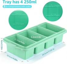 Silicone Freezer Tray With Lid - Silicone Freezer Food Molds- Large Ice Cube Tray,Silicone Freezer Container,Freeze & Store Soup, Sauce, Broth,Leftovers - Makes 4 Perfect 1 Cup,9822112