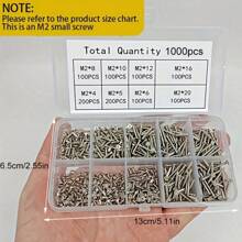 1000pcs/ Box M2 Screws Sets Stainless Steel Self Tapping Screw Assortment Kit Wood Nail - Silver - View 8