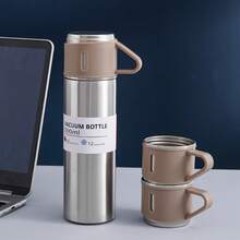 1 Stück 500ml/16,9oz Edelstahl Vakuumisolierte Wasserflasche Set (inklusive 2 zusätzliche Deckel) - Thermoisoliert, geeignet für heiße & kalte Getränke, ideal für Büro und Schule