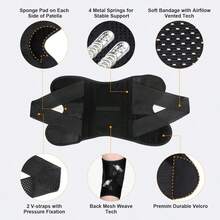 Adjustable V-Shaped Cross Straps And 4-Spring Side Stabilizers Breathable Black Knee Support Provides Stability With Compression And Relaxation - Multicolor - View 3