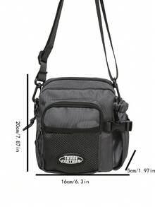 1 件男士单肩包单肩包肩带可调节拉链便携黑色纯色涤纶简约休闲时尚旅行上班出差商务学校学生男士单肩包