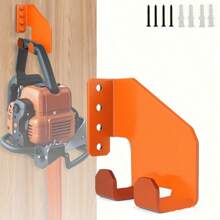 Soporte para herramientas de uso intensivo - Gancho para soplador de hojas, estante de pared de metal extra grande de uso intensivo, con orificios pretaladrados, para garaje, taller, uso profesional y doméstico, ahorro de espacio, organizador de motosierra (negro), organización de herramientas, diseño resistente, construcción duradera, coleccionista de herramientas, estantería de almacenamiento