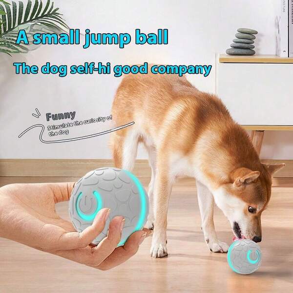 Juguete inteligente para perros con pelota rodante y luz, pelota saltarina eléctrica, juguete de rompecabezas duradero para gatos y perros
