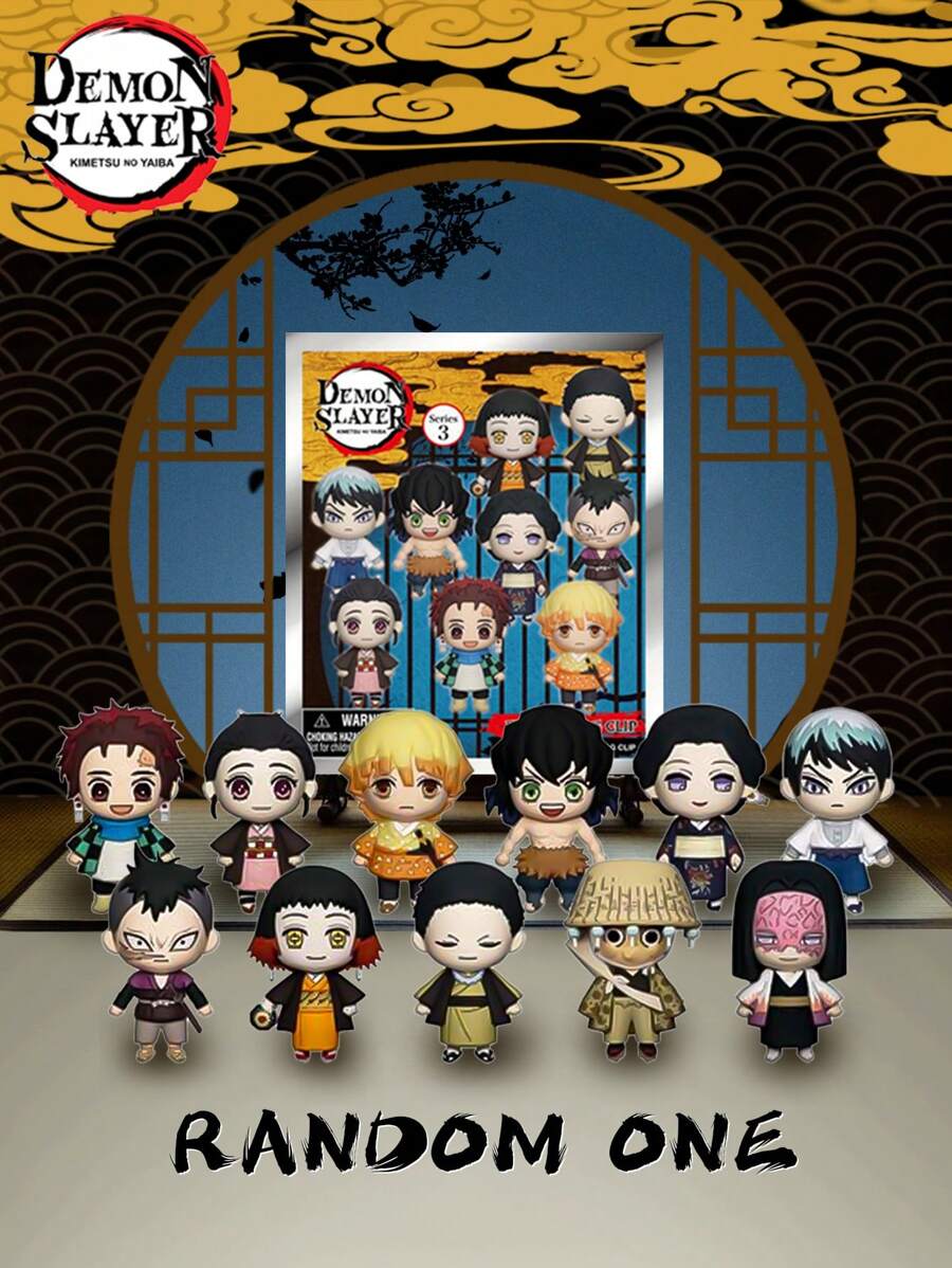 Crunchyroll Keychain Officially Licensed Series 3/4 3D Anime Figure Blind Bag Includes Tanjiro Nezuko Zenitsu Inosuke And More Keyrings Random One Characters Collectible Gift For Fans Backpack Wallet Decoration Anime Merchandise Pendant