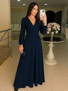 Elva Dress With Neckline - 藏蓝色 - 查看 1