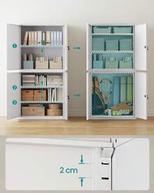 Armoire de Garage à 5 Étagères avec 4 Portes, Armoire de Bureau, 40 x 80 x 180 cm, 2 Serrures, Étagères Réglables, en Métal, Gris Mat - Gris - Voir 3