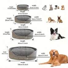 Super Soft Luxury Dog Bed/Kennel Bed - Plush, Bite-Resistant, Stain-Resistant, Maximum Comfort, All-Season Use, Machine Washable, Perfect Living Room Pet Paradise With Easy Grooming. - 灰色 - 查看 3