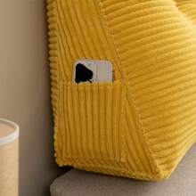 1个新款条纹丝绒三角枕（含枕芯），靠背枕，沙发床头枕，舒适靠垫，卧室用品，家居装饰