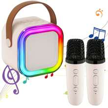 Miniaturowa maszyna karaoke dla dzieci i dorosłych z 2 bezprzewodowymi mikrofonami, wieloma światłami LED, głośnikiem karaoke, głośnikiem do karaoke dla dzieci, prezentami karaoke dla dziewczynek i chłopców w wieku 4, 5, 6, 7, 8, 9, 10, 12 lat i starszych, świąteczna impreza, zabawka dla dziewczynek, mini zabawki, zabawki, gry dla nastolatków, zabawki dla chłopców w wieku 6 lat, zabawki świąteczne dla dzieci, prezenty dla nastoletnich chłopców, gry dla dziewczynek, prezent dla nastolatków
