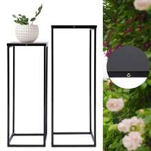 Bazargame 2pcs Black Metal Plant Stand Square Flower Holder Wedding Decor Rack Home Garden Display - Black - View 7
